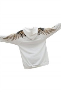 SKZ005 manufacturing embroidered wings loose hooded sweater design black and white contrast hooded sweater hooded sweater center front view